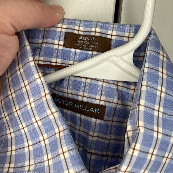 Mens Peter Millar Long sleeved button up‎ shirt medium Blue white pink - Picture 4 of 4